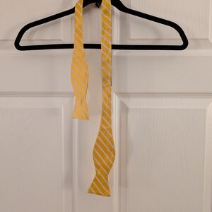 Ted Baker Yellow and White Striped Bow Tie 100% Silk